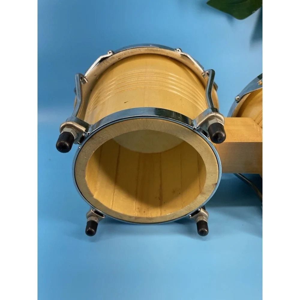 GP‎ Percussion Bongo Drums Set Wood Bongos Natural Heads As-Is